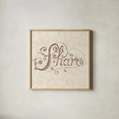 Elegant Season Share Pink by Daphne Brissonnet. Shown in a natural wood glass frame for a timeless modern aesthetic. Available as an archival giclee rolled canvas, fine art paper, or poster print. SKU 76420a.