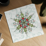 Elegant Season Snowflake I Green by Daphne Brissonnet. Shown as a detailed flat fine art print, highlighting archival giclee quality. Available as an archival giclee rolled canvas, fine art paper, or poster print. SKU 82777a.