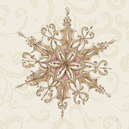 Elegant Season Snowflake I Pink by Daphne Brissonnet. SKU 76410a. Archival Giclee Fine art print for wall decor.