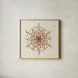 Elegant Season Snowflake II Pink by Daphne Brissonnet. Shown in a natural wood glass frame for a timeless modern aesthetic. Available as an archival giclee rolled canvas, fine art paper, or poster print. SKU 76411a.