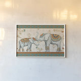Elephant Walk I by Daphne Brissonnet. shown as a paper print in a white frame. Available as a archival giclee rolled canvas, fine art paper, or poster print. SKU 31366i.