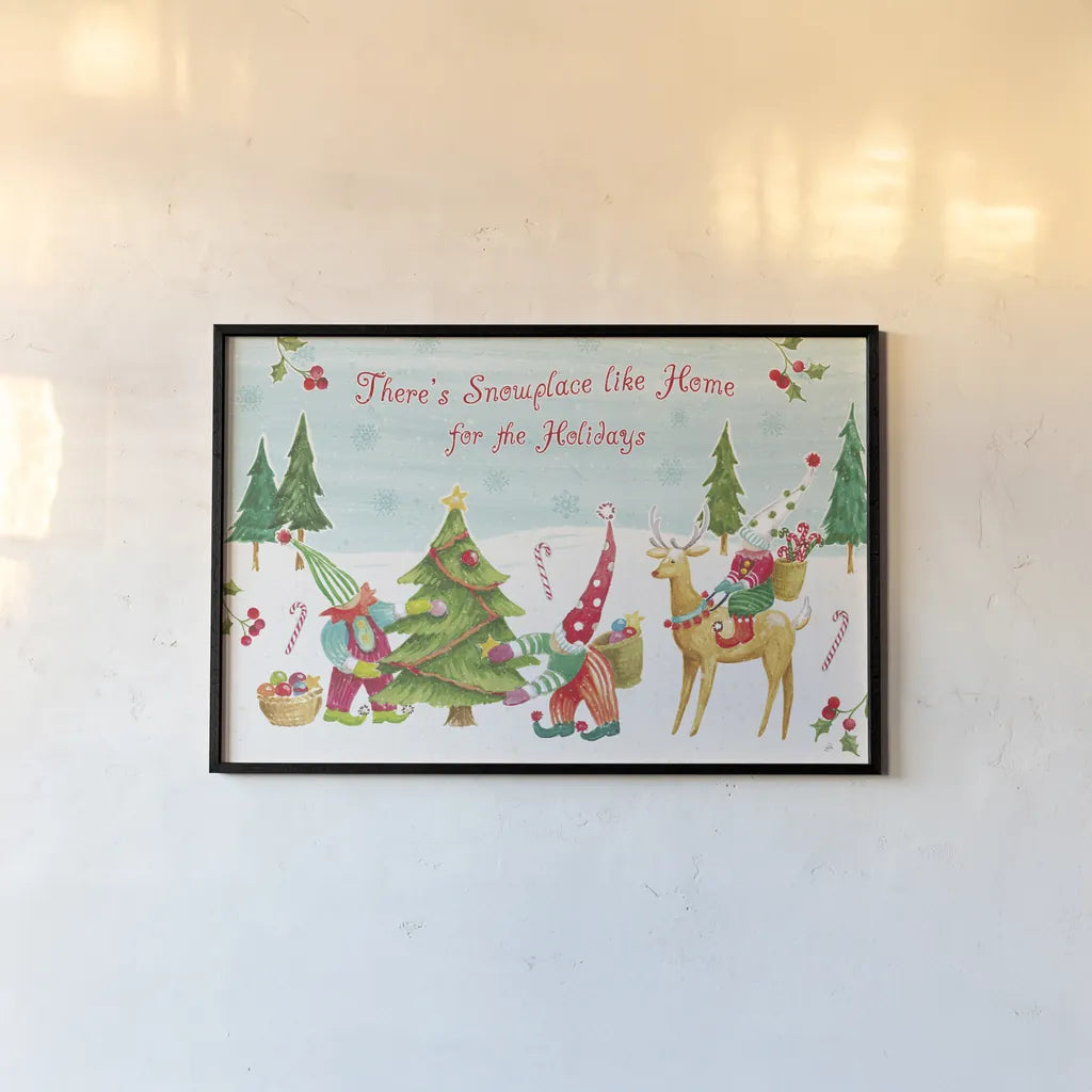 Elf Factory I by Daphne Brissonnet. shown as a paper print in a black flame. Available as a archival giclee rolled canvas, fine art paper, or poster print. SKU 58518i.