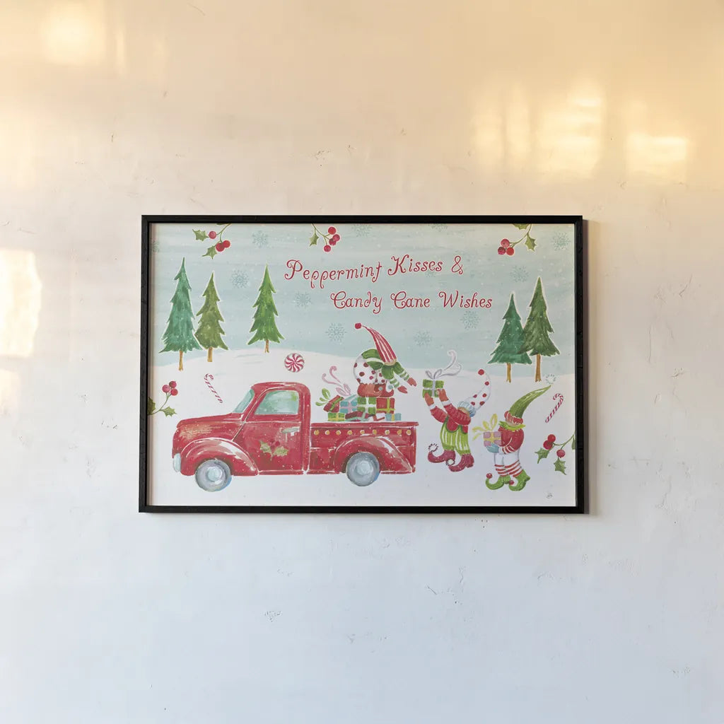 Elf Factory II by Daphne Brissonnet. shown as a paper print in a black flame. Available as a archival giclee rolled canvas, fine art paper, or poster print. SKU 58519i.