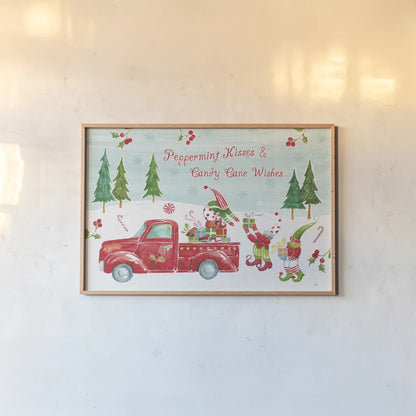 Elf Factory II by Daphne Brissonnet. shown as a paper print in a natural frame. Available as a archival giclee rolled canvas, fine art paper, or poster print. SKU 58519i.