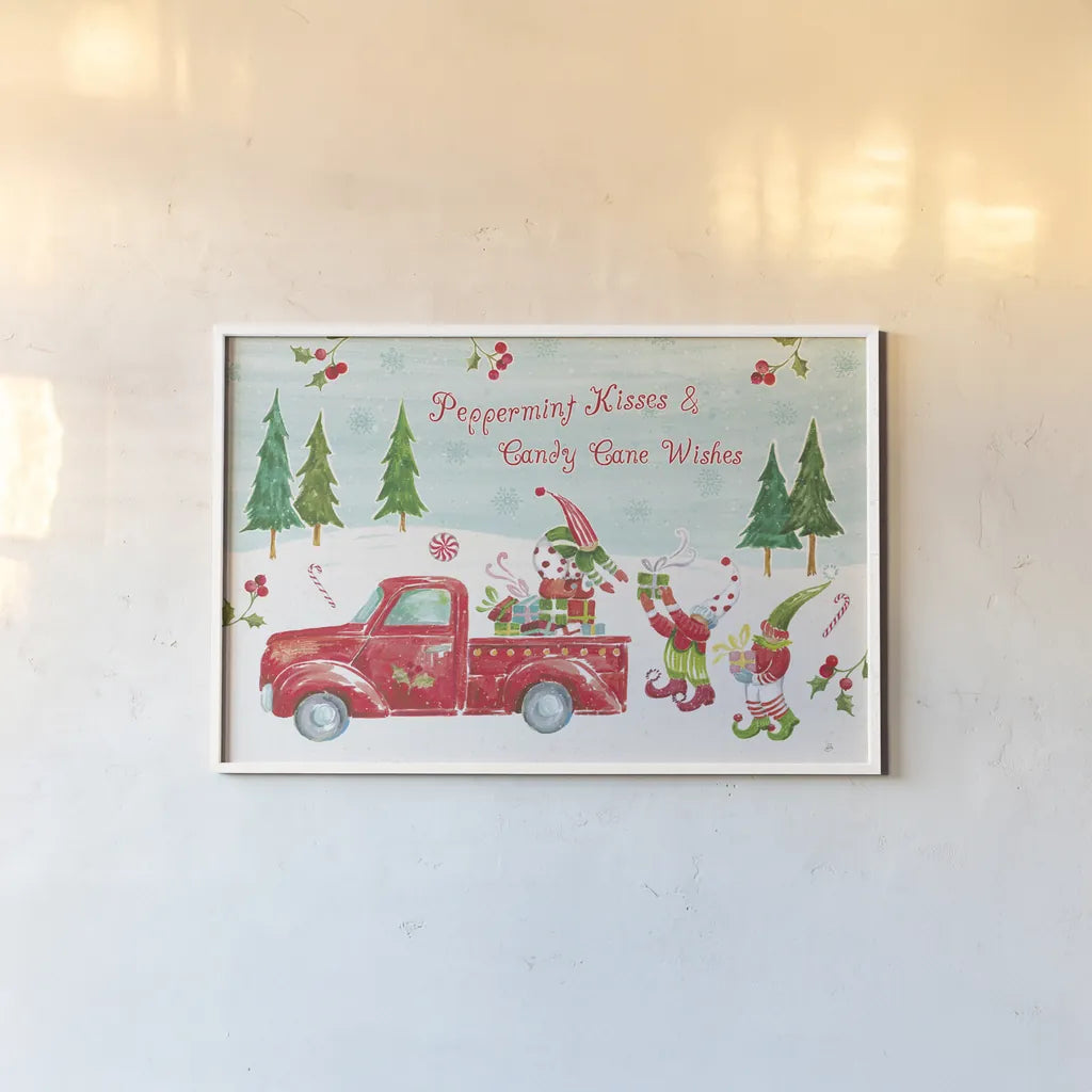 Elf Factory II by Daphne Brissonnet. shown as a paper print in a white frame. Available as a archival giclee rolled canvas, fine art paper, or poster print. SKU 58519i.