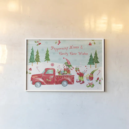 Elf Factory II by Daphne Brissonnet. shown as a paper print in a white frame. Available as a archival giclee rolled canvas, fine art paper, or poster print. SKU 58519i.