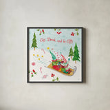 Elf Factory III by Daphne Brissonnet. Shown in a sleek black glass frame for a contemporary gallery look. Available as an archival giclee rolled canvas, fine art paper, or poster print. SKU 58520a.