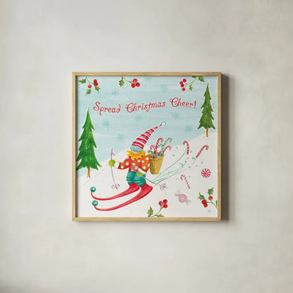 Elf Factory IV by Daphne Brissonnet. Shown in a natural wood glass frame for a timeless modern aesthetic. Available as an archival giclee rolled canvas, fine art paper, or poster print. SKU 58521a.