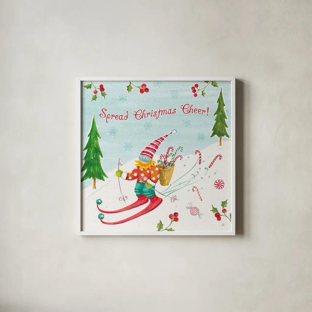 Elf Factory IV by Daphne Brissonnet. Shown in a crisp white glass frame for a clean and minimalist style. Available as an archival giclee rolled canvas, fine art paper, or poster print. SKU 58521a.