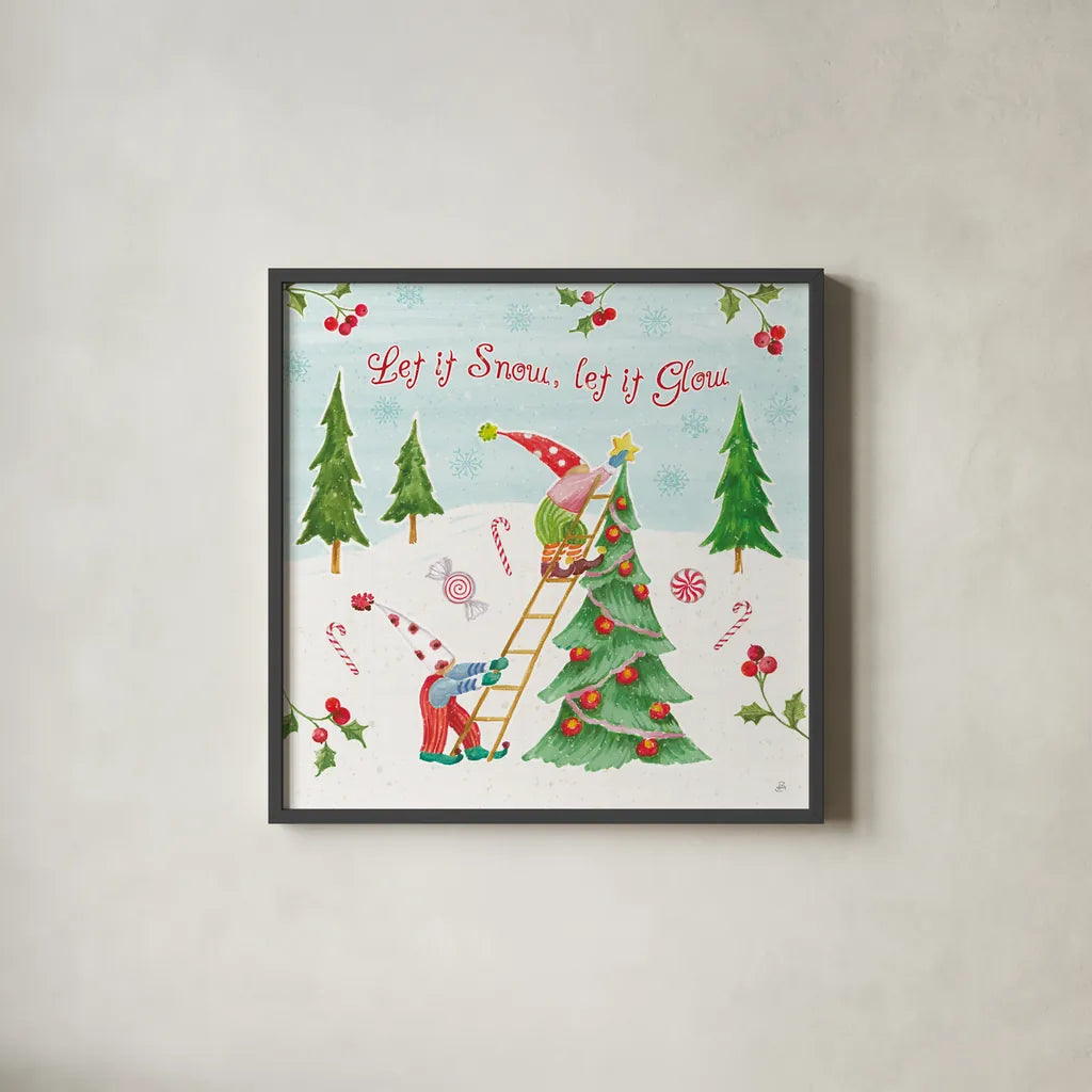 Elf Factory V by Daphne Brissonnet. Shown in a sleek black glass frame for a contemporary gallery look. Available as an archival giclee rolled canvas, fine art paper, or poster print. SKU 58522a.