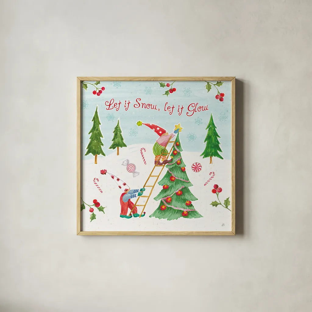 Elf Factory V by Daphne Brissonnet. Shown in a natural wood glass frame for a timeless modern aesthetic. Available as an archival giclee rolled canvas, fine art paper, or poster print. SKU 58522a.