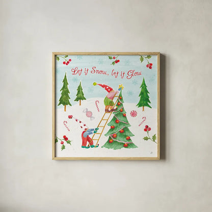 Elf Factory V by Daphne Brissonnet. Shown in a natural wood glass frame for a timeless modern aesthetic. Available as an archival giclee rolled canvas, fine art paper, or poster print. SKU 58522a.