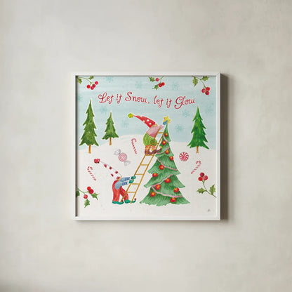 Elf Factory V by Daphne Brissonnet. Shown in a crisp white glass frame for a clean and minimalist style. Available as an archival giclee rolled canvas, fine art paper, or poster print. SKU 58522a.