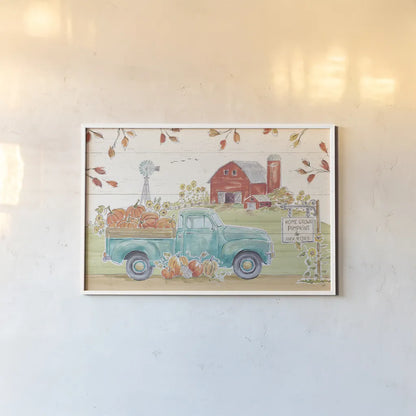 Fall Market I by Daphne Brissonnet. shown as a paper print in a white frame. Available as a archival giclee rolled canvas, fine art paper, or poster print. SKU 39193i.