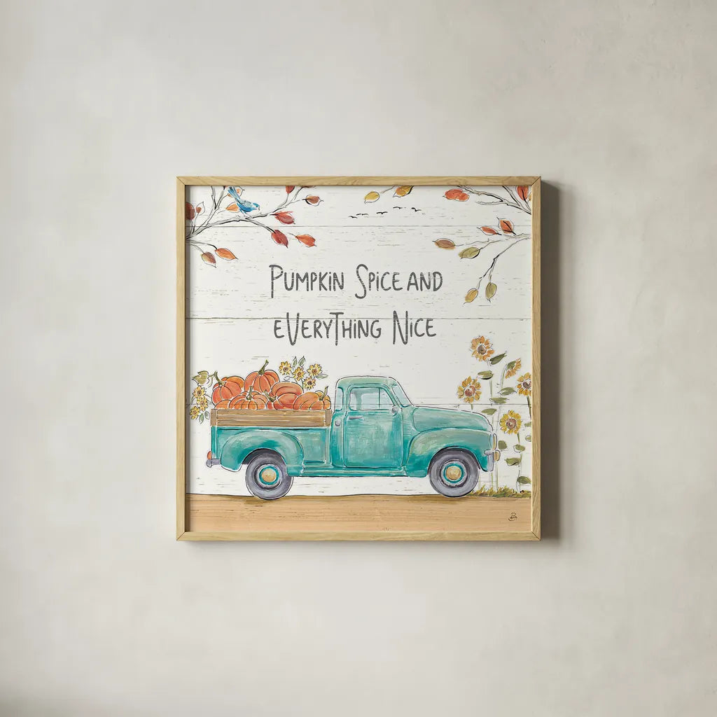 Fall Market III by Daphne Brissonnet. Shown in a natural wood glass frame for a timeless modern aesthetic. Available as an archival giclee rolled canvas, fine art paper, or poster print. SKU 39195a.