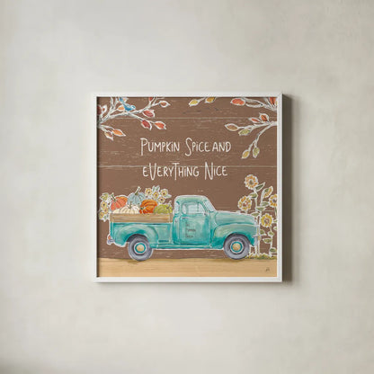 Fall Market III on Walnut by Daphne Brissonnet. Shown in a crisp white glass frame for a clean and minimalist style. Available as an archival giclee rolled canvas, fine art paper, or poster print. SKU 44975a.