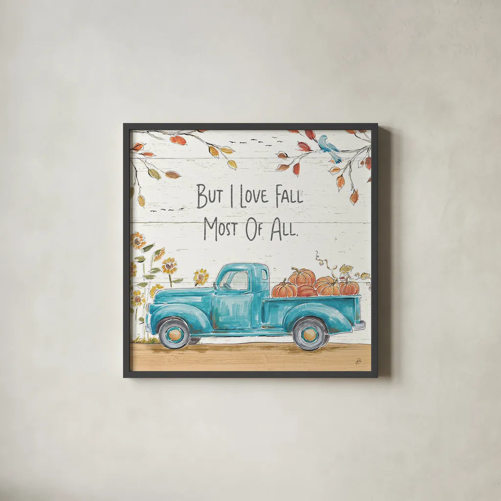 Fall Market IV by Daphne Brissonnet. Shown in a sleek black glass frame for a contemporary gallery look. Available as an archival giclee rolled canvas, fine art paper, or poster print. SKU 39196a.