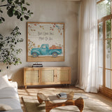 Fall Market IV by Daphne Brissonnet. Shown in a natural wood frame in a cozy modern living room. Available as an archival giclee rolled canvas, fine art paper, or poster print. SKU 39196a.