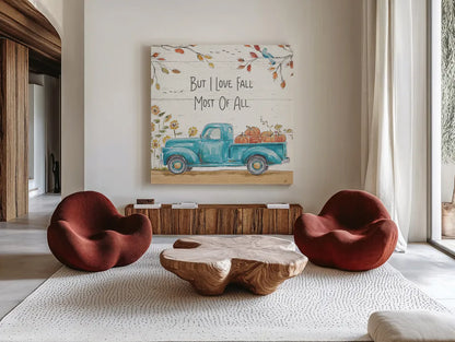 Fall Market IV by Daphne Brissonnet. Shown as extra-large giant wall art in a modern living room. Available as an archival giclee rolled canvas, fine art paper, or poster print. SKU 39196a.