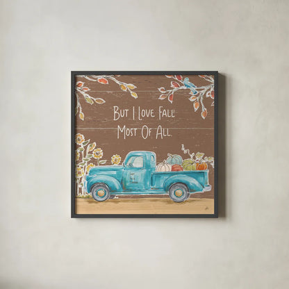 Fall Market IV on Walnut by Daphne Brissonnet. Shown in a sleek black glass frame for a contemporary gallery look. Available as an archival giclee rolled canvas, fine art paper, or poster print. SKU 44976a.