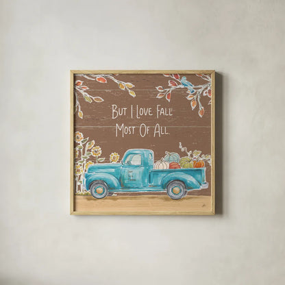 Fall Market IV on Walnut by Daphne Brissonnet. Shown in a natural wood glass frame for a timeless modern aesthetic. Available as an archival giclee rolled canvas, fine art paper, or poster print. SKU 44976a.