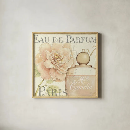 Fleurs and Parfum II by Daphne Brissonnet. Shown in a natural wood glass frame for a timeless modern aesthetic. Available as an archival giclee rolled canvas, fine art paper, or poster print. SKU 1675a.