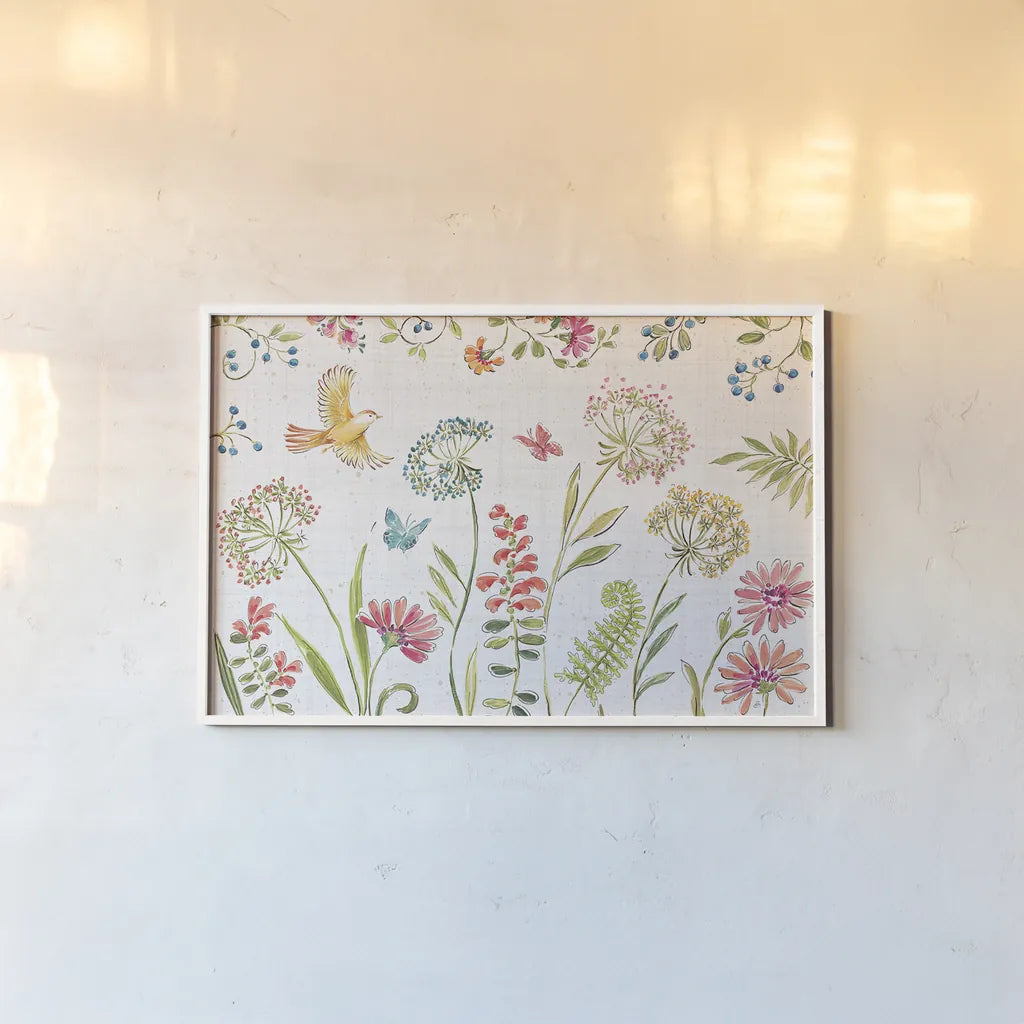 Flying Colors I by Daphne Brissonnet. shown as a paper print in a white frame. Available as a archival giclee rolled canvas, fine art paper, or poster print. SKU 51086i.