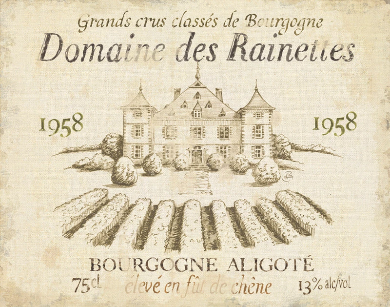 French Wine Label III Cream by Daphne Brissonnet