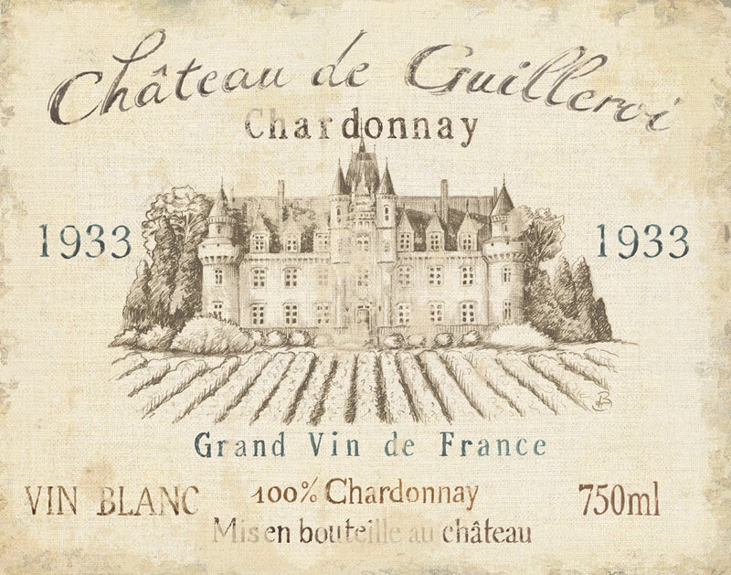 French Wine Label IV Cream by Daphne Brissonnet