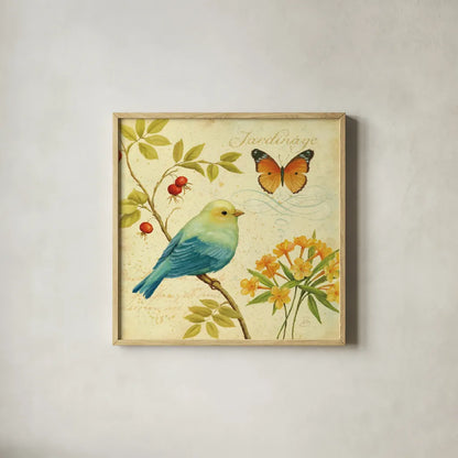 Garden Passion I by Daphne Brissonnet. Shown in a natural wood glass frame for a timeless modern aesthetic. Available as an archival giclee rolled canvas, fine art paper, or poster print. SKU 4922a.