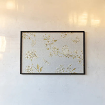 Golden Garden I by Daphne Brissonnet. shown as a paper print in a black flame. Available as a archival giclee rolled canvas, fine art paper, or poster print. SKU 21868i.