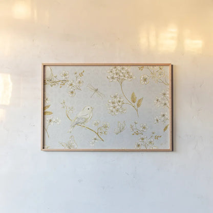 Golden Garden II Crop by Daphne Brissonnet. shown as a paper print in a natural frame. Available as a archival giclee rolled canvas, fine art paper, or poster print. SKU 21869i.