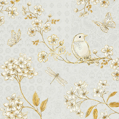 Golden Garden III by Daphne Brissonnet. SKU 30998a. Archival Giclee Fine art print for wall decor.