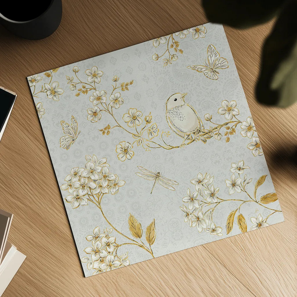 Golden Garden III by Daphne Brissonnet. Shown as a detailed flat fine art print, highlighting archival giclee quality. Available as an archival giclee rolled canvas, fine art paper, or poster print. SKU 30998a.