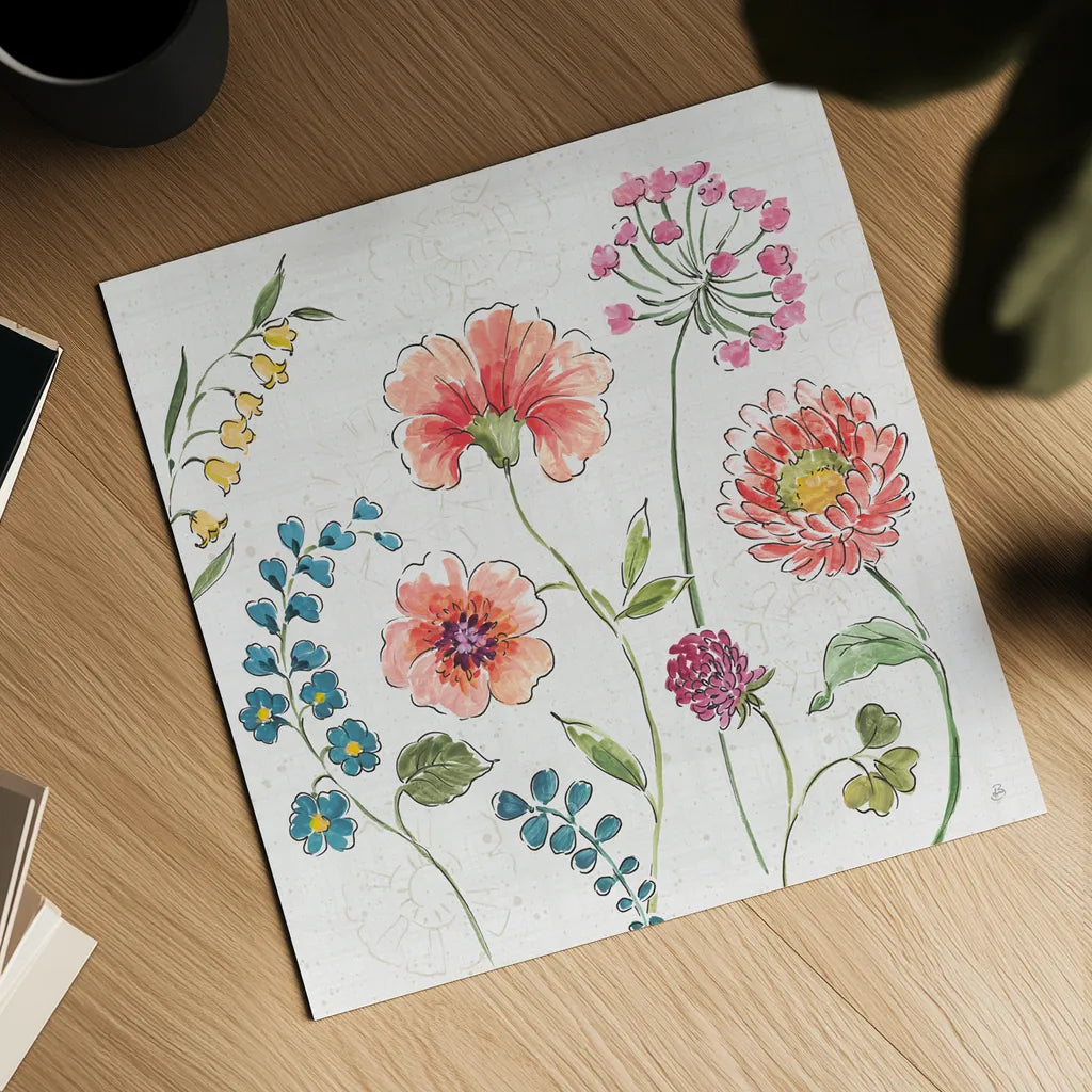 Gypsy Meadow II by Daphne Brissonnet. Shown as a detailed flat fine art print, highlighting archival giclee quality. Available as an archival giclee rolled canvas, fine art paper, or poster print. SKU 57758a.