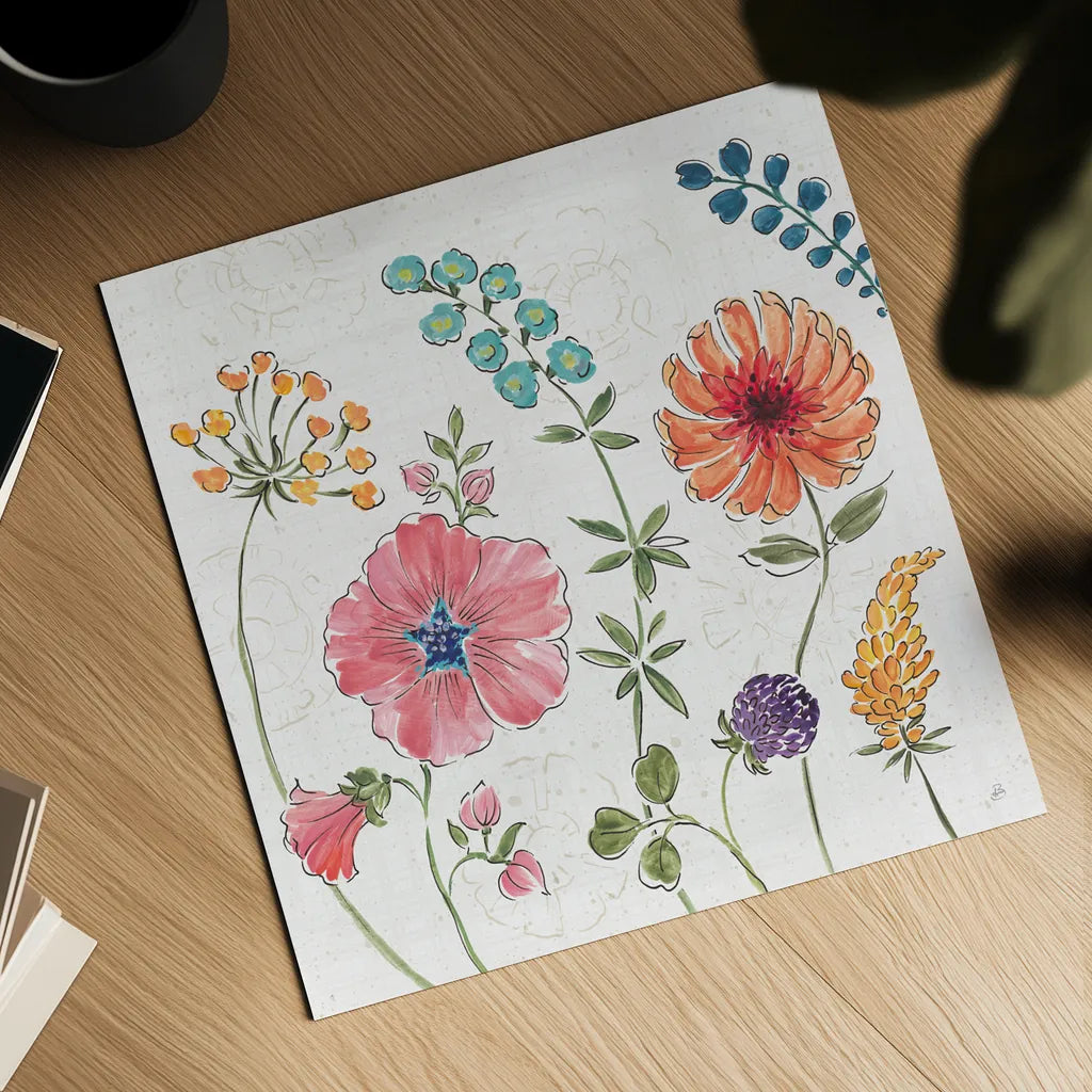 Gypsy Meadow III by Daphne Brissonnet. Shown as a detailed flat fine art print, highlighting archival giclee quality. Available as an archival giclee rolled canvas, fine art paper, or poster print. SKU 57759a.