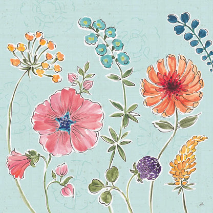 Gypsy Meadow III Blue by Daphne Brissonnet. SKU 57770a. Archival Giclee Fine art print for wall decor.