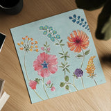 Gypsy Meadow III Blue by Daphne Brissonnet. Shown as a detailed flat fine art print, highlighting archival giclee quality. Available as an archival giclee rolled canvas, fine art paper, or poster print. SKU 57770a.