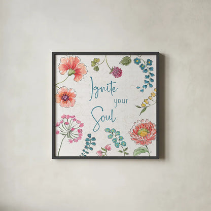 Gypsy Meadow IV by Daphne Brissonnet. Shown in a sleek black glass frame for a contemporary gallery look. Available as an archival giclee rolled canvas, fine art paper, or poster print. SKU 57760a.