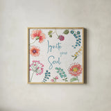 Gypsy Meadow IV by Daphne Brissonnet. Shown in a natural wood glass frame for a timeless modern aesthetic. Available as an archival giclee rolled canvas, fine art paper, or poster print. SKU 57760a.