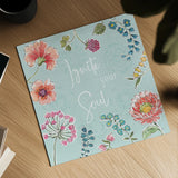 Gypsy Meadow IV Blue by Daphne Brissonnet. Shown as a detailed flat fine art print, highlighting archival giclee quality. Available as an archival giclee rolled canvas, fine art paper, or poster print. SKU 57771a.