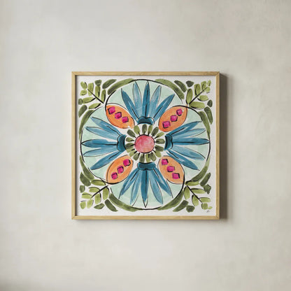 Gypsy Meadow IX by Daphne Brissonnet. Shown in a natural wood glass frame for a timeless modern aesthetic. Available as an archival giclee rolled canvas, fine art paper, or poster print. SKU 57765a.