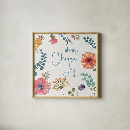 Gypsy Meadow V by Daphne Brissonnet. Shown in a natural wood glass frame for a timeless modern aesthetic. Available as an archival giclee rolled canvas, fine art paper, or poster print. SKU 57761a.