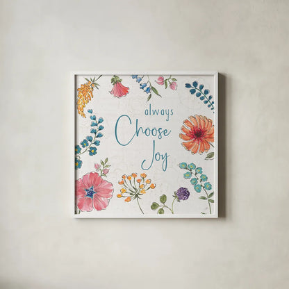 Gypsy Meadow V by Daphne Brissonnet. Shown in a crisp white glass frame for a clean and minimalist style. Available as an archival giclee rolled canvas, fine art paper, or poster print. SKU 57761a.