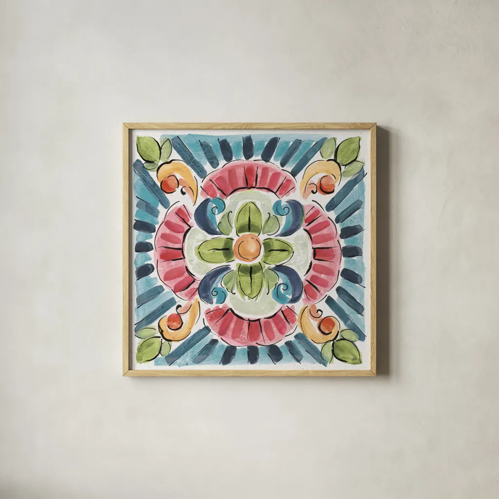 Gypsy Meadow VIII by Daphne Brissonnet. Shown in a natural wood glass frame for a timeless modern aesthetic. Available as an archival giclee rolled canvas, fine art paper, or poster print. SKU 57764a.