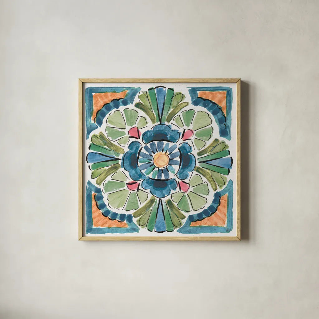 Gypsy Meadow X by Daphne Brissonnet. Shown in a natural wood glass frame for a timeless modern aesthetic. Available as an archival giclee rolled canvas, fine art paper, or poster print. SKU 57766a.