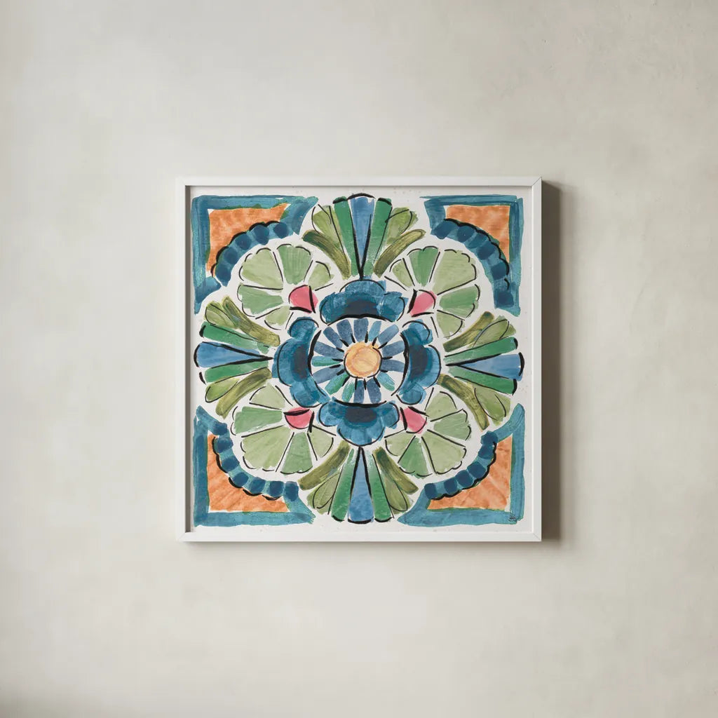 Gypsy Meadow X by Daphne Brissonnet. Shown in a crisp white glass frame for a clean and minimalist style. Available as an archival giclee rolled canvas, fine art paper, or poster print. SKU 57766a.