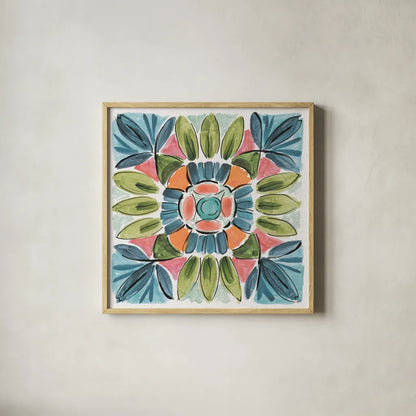 Gypsy Meadow XI by Daphne Brissonnet. Shown in a natural wood glass frame for a timeless modern aesthetic. Available as an archival giclee rolled canvas, fine art paper, or poster print. SKU 57767a.