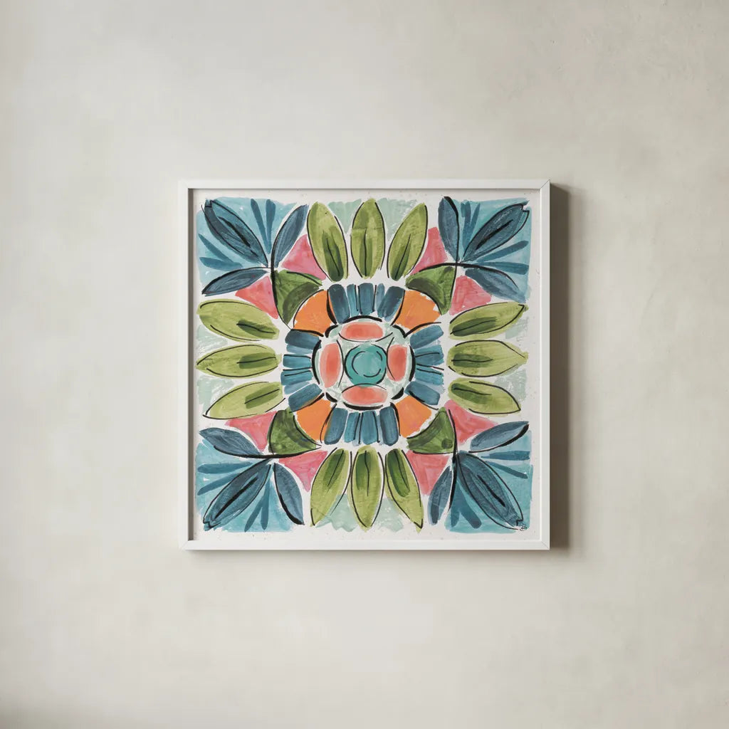 Gypsy Meadow XI by Daphne Brissonnet. Shown in a crisp white glass frame for a clean and minimalist style. Available as an archival giclee rolled canvas, fine art paper, or poster print. SKU 57767a.