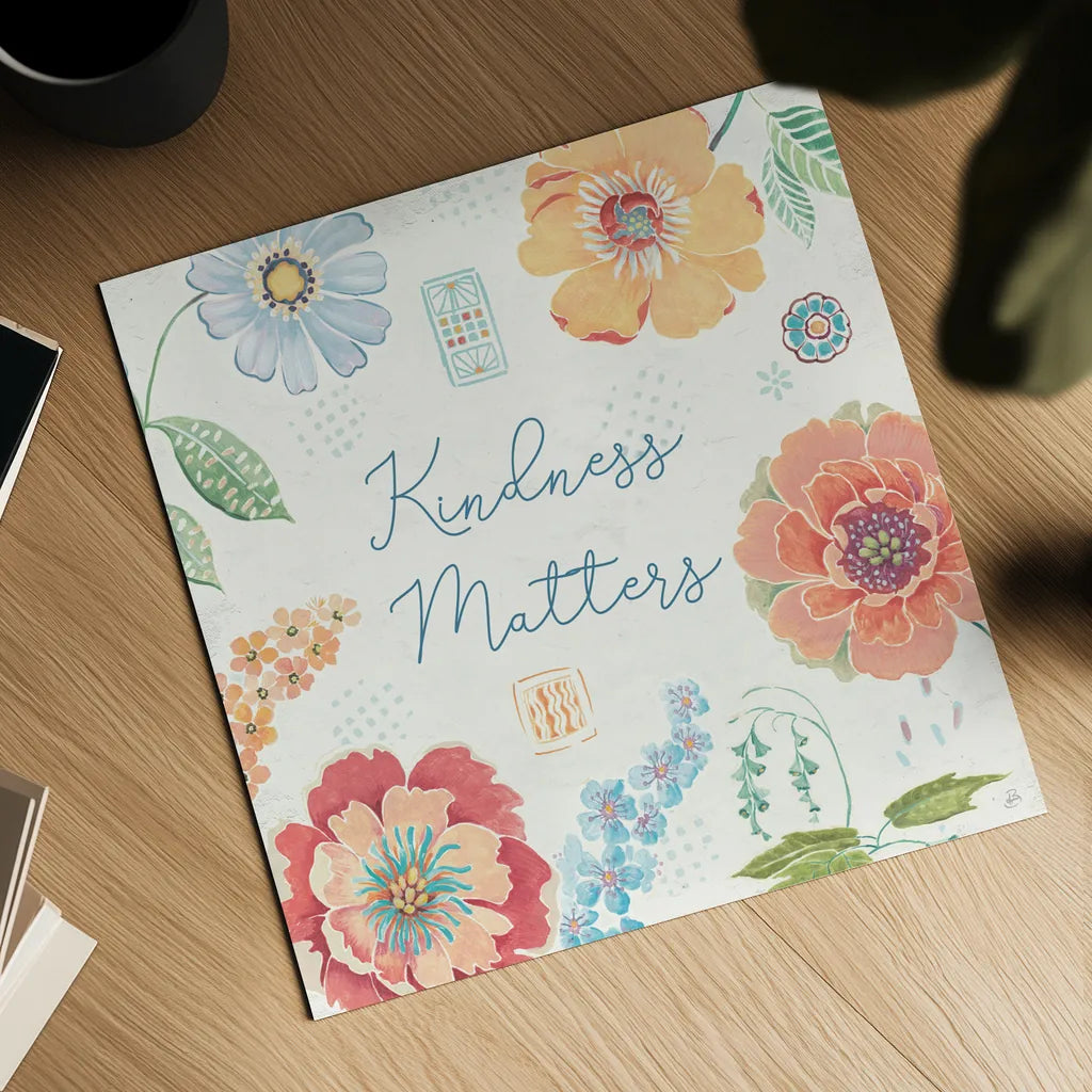 Happy Meadow IV by Daphne Brissonnet. Shown as a detailed flat fine art print, highlighting archival giclee quality. Available as an archival giclee rolled canvas, fine art paper, or poster print. SKU 74035a.